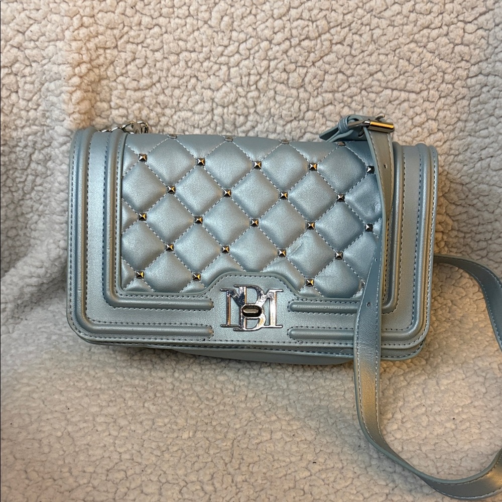 Elegant Blue Quilted Shoulder Bag